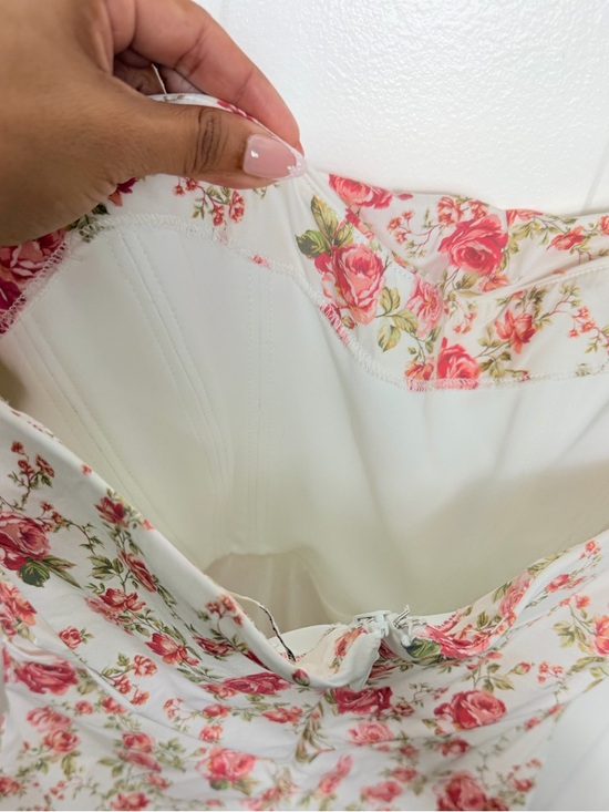 House of Cb JASMINE Rose Print Draped Corset Dress - Picture 9 of 13